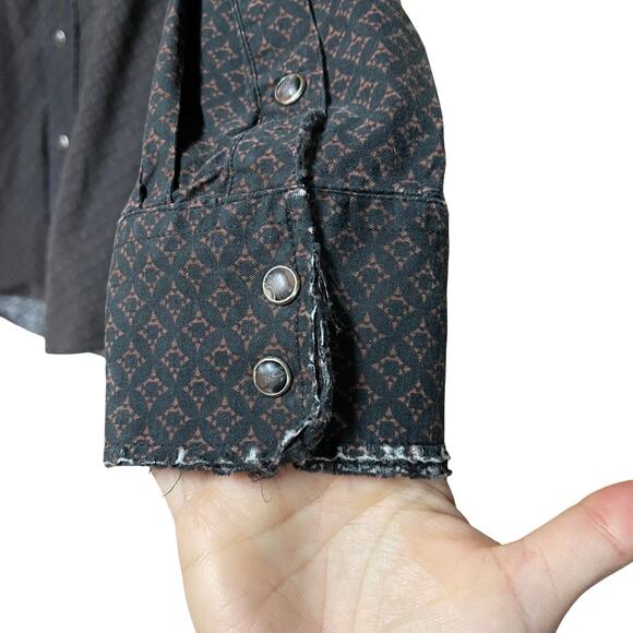 🐂 Roper Western Cattle Print Pearl Snap Shirt – Blue – Size L - Picture 5 of 10